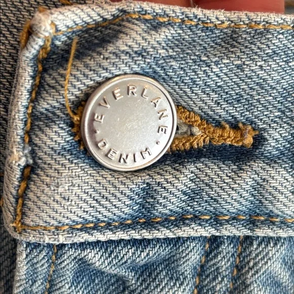 EVERLANE The Relaxed 90’s shorts button fly 5 pockets raw edge hem light blue 27 - Picture 7 of 16